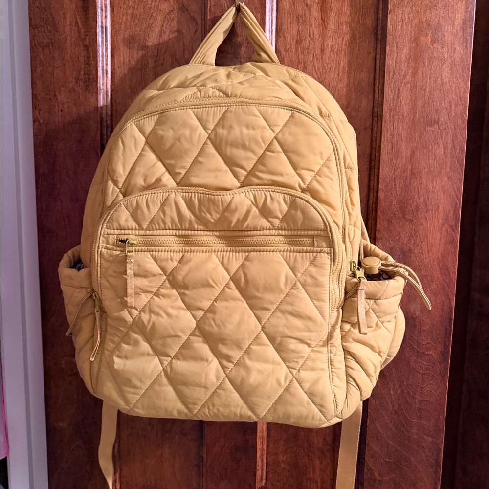 Quilted Chartreuse Yellow Backpack - image 1